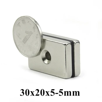 1-20шт 30x20x5 мм отверстие: 5 мм Сверхпрочный потайной блок Неодимовый магнит Редкоземельный сильный магнит
