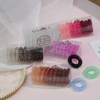 1 комплект градиентного цвета телефонный шнур, кольцо для волос, резинка, женская прозрачная конфетная лента для волос