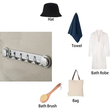 1 шт. крючок для ванной комнаты из АБС-пластика с 5 крючками, Несущая способность, Вешалка для одежды, Настенное крепление, Сверхмощная Серебряная вешалка для одежды, Кухня