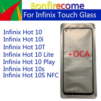 10 шт.\Лот Для Infinix Hot 10 Play Lite 10i 10T 10S NFC ЖК-Передняя Стеклянная Сенсорная Панель Объектива С Заменой Клея OCA