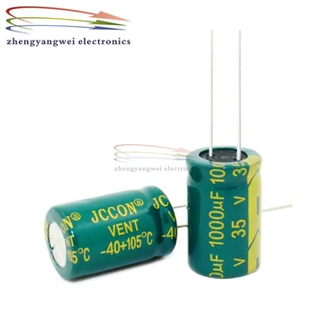 100шт 13x21 мм 35 В 1000 мкФ зеленый высокочастотный электролитический конденсатор с низким сопротивлением