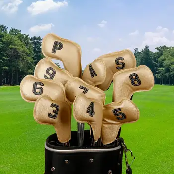 10x Железные головные уборы для гольфа, Вышитый номером игрока в гольф PU Защитный кожух