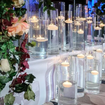 12 упаковок стеклянных цилиндрических ваз для центральных элементов, прозрачная ваза для цветов высотой 10 дюймов для настольных свадебных украшений, официальных ужинов, плавающая