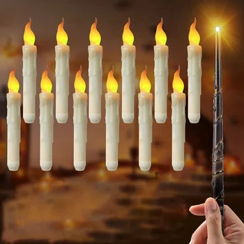 12 шт. Плавающие свечи с волшебной палочкой, мерцающие теплым светом для рождественской вечеринки