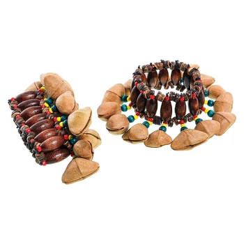 2 шт. Танцевальные браслеты из семенной скорлупы, наручные колокольчики с орехами для танцев, йоги, медитации, АСМР И звуковой терапии