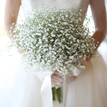 20-сантиметровый букет гипсофилы Baby Breath White с искусственными цветами, искусственный цветок на ощупь для свадебной вечеринки, украшения сада, дома своими руками