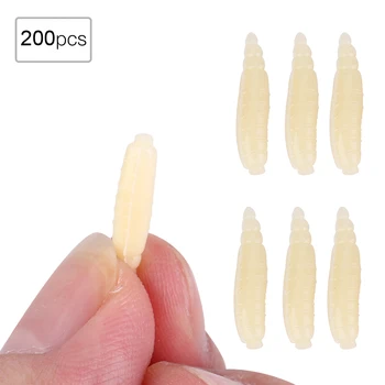 200шт 17 мм Маленькая искусственная личинка личинки Мягкая приманка Живые черви Рыболовные приманки