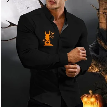2023 Новые Гавайские Мужские рубашки с 3D Принтом На Хэллоуин, Высококачественная Мужская одежда, Летние Повседневные Вечерние Топы С Длинным Рукавом S-6XL
