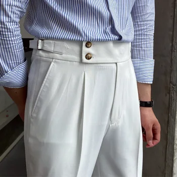 2023 Новые мужские брюки Naples British Drape с высокой талией и прямыми штанинами для деловых встреч, общественных брюк, повседневных брюк