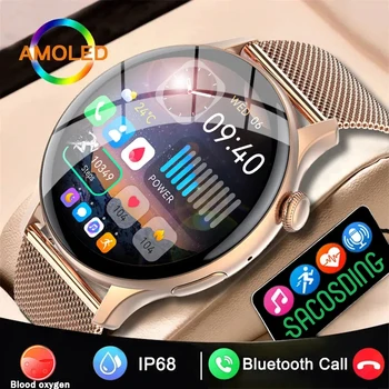 2023 Новые Умные Часы Женские 466*466 AMOLED Экран, Всегда Отображающий Время Вызова По Bluetooth С Пользовательским Набором, Спортивные Смарт-Часы Для Женщин Мужчин