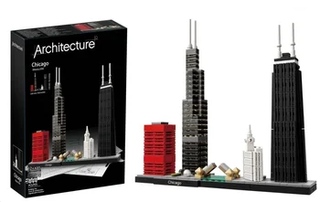 2023 Новый 444 шт. Architecture Skyline Collection 21033 Chicago Building Blocks Assembly Classic Model Kit DIY Детские игрушки в подарок