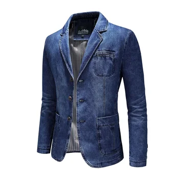 2023 Новый джинсовый костюм Весенние и осенние куртки Маленькие костюмы Джинсовые куртки Мужская одежда
