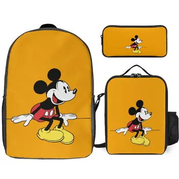 2023 Новый милый школьный ранец для мальчиков и девочек Disney, классический школьный ранец с принтом мультяшных персонажей, комплект из трех предметов на заказ