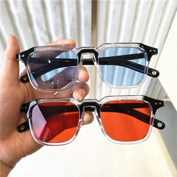 2024 Новые винтажные квадратные солнцезащитные очки для мужчин, Модные солнцезащитные очки с двойным мостом, Женские очки, Модные брендовые дизайнерские оттенки