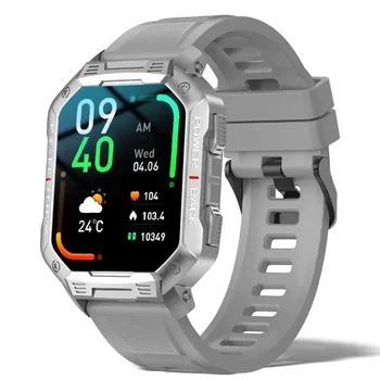 2024 Новые умные часы, мужские военные Водонепроницаемые часы для измерения артериального давления, смарт-часы с Bluetooth-вызовом, фитнес-трекер, сенсорные музыкальные часы