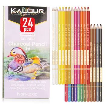24 цвета, Пастельные цветные карандаши, Рисование эскизов, Цветные угольные карандаши, цветные карандаши для студентов, художественные принадлежности для художников