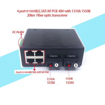 2sc 4 порта POE 10/100 М 48 В Ethernet Волоконно-оптический Медиаконвертер 4 порта PoE * 2sc 155 М волоконный Порт Волоконно-оптический приемопередатчик