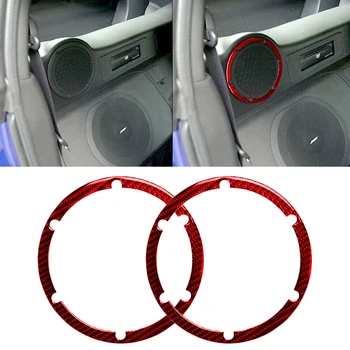 2шт Внутренняя задняя аудиоколонка Кольцо Крышка отделка Декор Аксессуары Наклейка подходит для Nissan 350Z 2003 2004-2009 Красное углеродное волокно