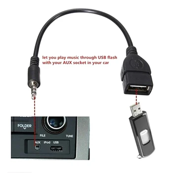 3,5 мм Черный автомобильный аудиокабель AUX к аудиокабелю USB, автомобильная электроника для воспроизведения музыки, автомобильный аудиокабель USB для наушников
