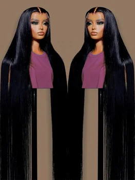 30-36 Дюймовые прямые парики из человеческих волос на шнурке Бразильские парики из человеческих волос на шнурке 13x4 13x6 на шнурке для женщин, предварительно выщипанные 200%
