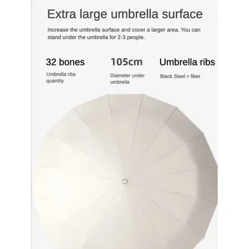 32 Двойных зонта от дождя, водонепроницаемый солнцезащитный козырек и зонт из кости, сверхпрочный для автоматических мужчин, УФ-ветрозащитный Солнечный