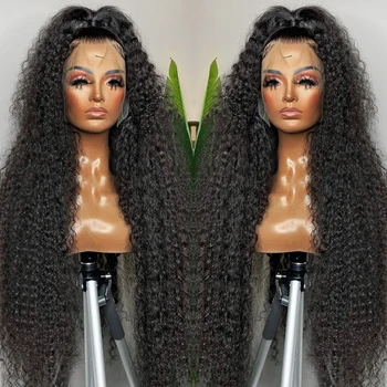 360 Кружевной парик из человеческих волос Бразильский кудрявый парик из человеческих волос размером 13X4, прозрачный парик с волнистой водой для женщин, поступивший в продажу