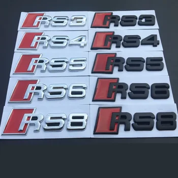 3D Металл RS3 RS4 RS5 RS6 RS8 Значок Эмблема Автомобильные Наклейки Наклейки На Крыло Для S3 S4 S5 S6 S8 A3 A4 A5 A6 A8 Аксессуары Для Укладки автомобилей