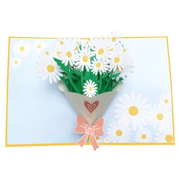 3D цветочная поздравительная открытка с всплывающими Маргаритками, Цветочная открытка ручной работы, оптовая продажа, красочная печатная открытка
