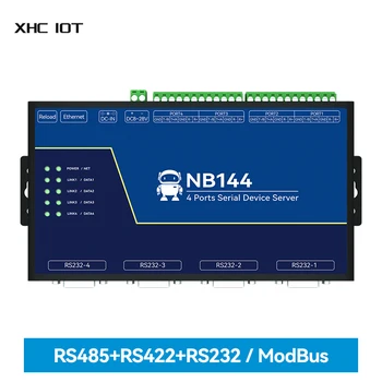 4-Канальный Последовательный сервер RS232/422/485 XHCIOT NB144S RJ45 Modbus Шлюз TCP/UDP/MQTT DC 8-28 В по команде AT Встроенный Сторожевой таймер