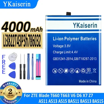 4000 мАч YKaiserin Аккумулятор Li3822T43P3h786032 Для ZTE Blade T660 T663 V6 D6 X7 Z7 A511 A513 A515 BA511 BA513 BA515 Батареи
