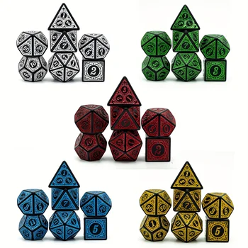5 Комплектов Кубиков DND, Набор Многогранных кубиков с Кожаной сумкой для Кубиков, Набор кубиков D & D для настольных игр Dungeons and Dragons, RPG, MTG