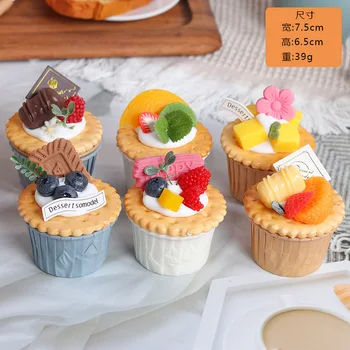6шт Искусственные кексы поддельные фрукты чашка торт десерт витрина магазина реквизит для фотосъемки украшения