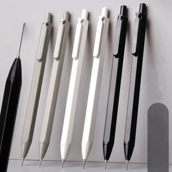 6ШТ Черный Белый серый Механический карандаш 0,5 мм 0,7 мм, канцелярские принадлежности эксклюзивного дизайна, модные и функциональные письменные принадлежности Caneta