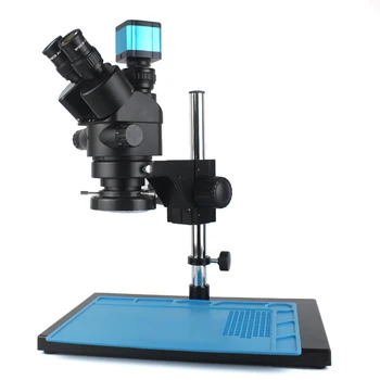 7X-45X Simul-Focus Stereo Microscopio Тринокулярный Микроскоп USB HDMI-Совместимая Цифровая Видеокамера со Светодиодной Подсветкой для Ремонта Телефона