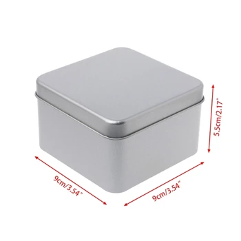 9x9 см Маленькая металлическая жестяная серебряная коробка для хранения денег, монет и конфет