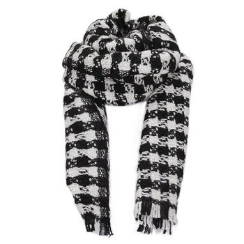 AEBMNHD Мужские шейные шарфы из овечьей шерсти, женский классический шарф в клетку с кисточками в виде Хаундстута, осень-зима, легкая теплая шаль, обертывания