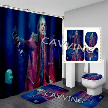 Avantasia band 3D Занавески для душа Водонепроницаемая занавеска для ванной Комнаты Противоскользящий набор ковриков для ванной, Коврики для туалета, домашний декор H02