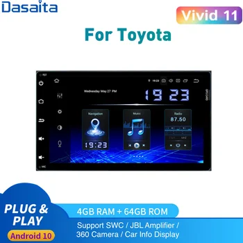 dasaita для Toyota Corolla Auris Fortuner innova Стерео 2017 2018 2019 Android Авторадио 2 Din DSP IPS Carplay 4 ГБ + 64 ГБ Карта