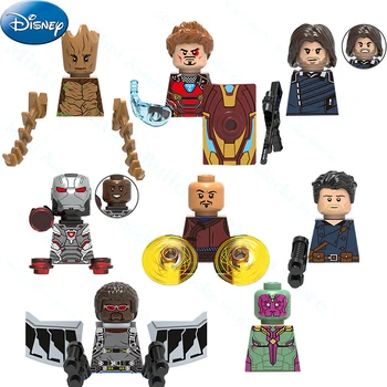 Disney Marvel BricksGroot Falcon Вонг Баки Вижн Железный Человек Строительные Блоки Мстители Минифигурки Аниме Фигурки Детские Игрушки Подарки