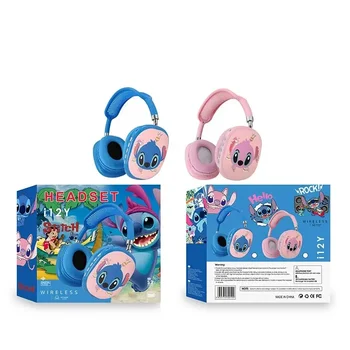 Disney Stitch HIFI Стерео Звук Детские Наушники I12Y Беспроводные Bluetooth V5.3 Гарнитуры с микрофоном Детские Подарки Аниме Мультфильм