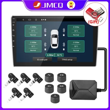 JMCQ USB Android TPMS Система контроля давления в шинах Дисплей Сигнализация Внутренний Внешний 5 Датчиков для автомобильного навигационного радио
