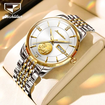 JSDUN Мужские часы Лучший бренд класса Люкс Механические часы Светящиеся 30-метровые водонепроницаемые часы Мужские цельнометаллические часы Сапфировое зеркало Reloj