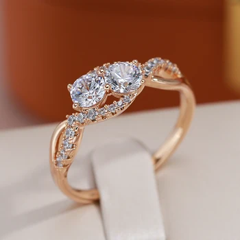 JULYDREAM Роскошные кольца с полным цирконием для женщин из Розового золота 585 Пробы, высококачественные свадебные украшения, аксессуары для помолвки и вечеринки