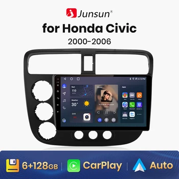 Junsun V1 AI Voice Wireless CarPlay Android автомагнитола для Honda CIVIC 2000-2006 4G Автомобильный мультимедийный GPS 2din автомагнитола