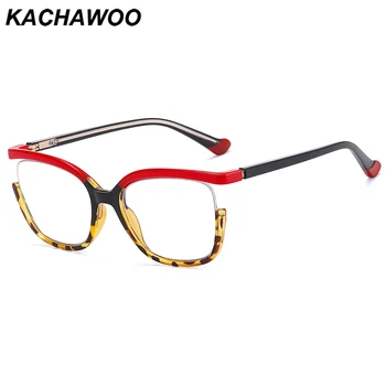 Kachawoo синие светлые очки квадратная большая полукадровая оправа женские красные леопардовые женские очки для кошачьих глаз оправа tr90 ацетатные женские очки