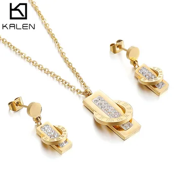 Kalen 8 стилей Цепочки из нержавеющей стали, ожерелье, серьги, набор подвесок для глаз, женские украшения из циркона, рождественские подарки