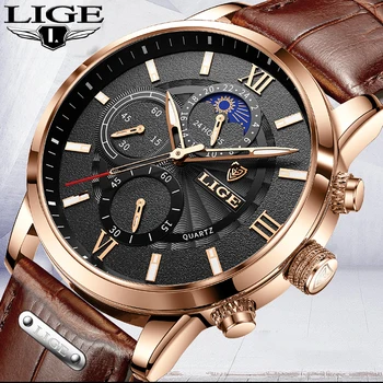 LIGE 2023 Новые Военные Часы Мужские Лучший Бренд Класса Люкс Мужские Часы Модные Водонепроницаемые Кварцевые Наручные Часы С Хронографом Montre Homme + КОРОБКА