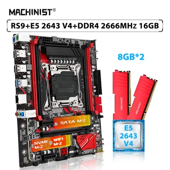 MACHINIST X99 RS9 Комплект материнской платы LGA 2011-3 Комплект процессора Xeon E5 2643 V4 CPU DDR4 16 ГБ = 2шт * 8 ГБ оперативной памяти 2666 МГц USB 3.0 SSD