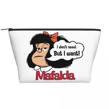 Mafalda Мне не нужна, но я хочу Косметичку для женщин большой емкости с героями комиксов Quino, косметичку для косметики, сумки для хранения туалетных принадлежностей