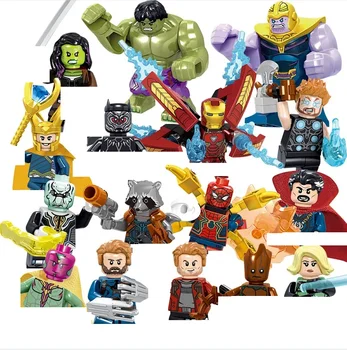 Marvel MOC Super Hero, набор из 16 строительных блоков, головоломка, сборка своими руками, строительные блоки, Интерактивная игрушка, подарок на день рождения для детей